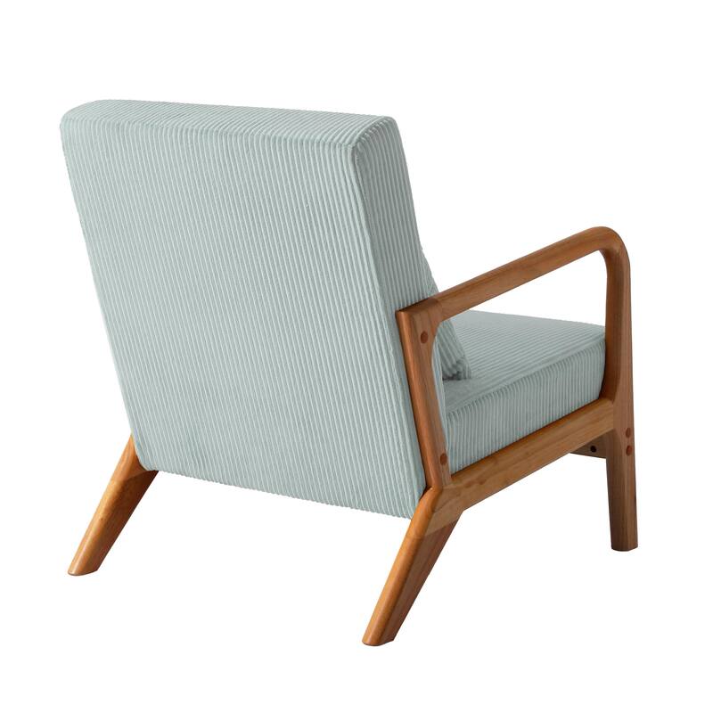 25" W Mid Century Upholstered Wood Accent Chair with Pillow set of 2