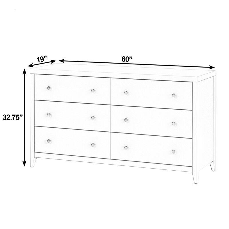 Dana 60 in. W Rectangular Wood 6 Drawer Dresser