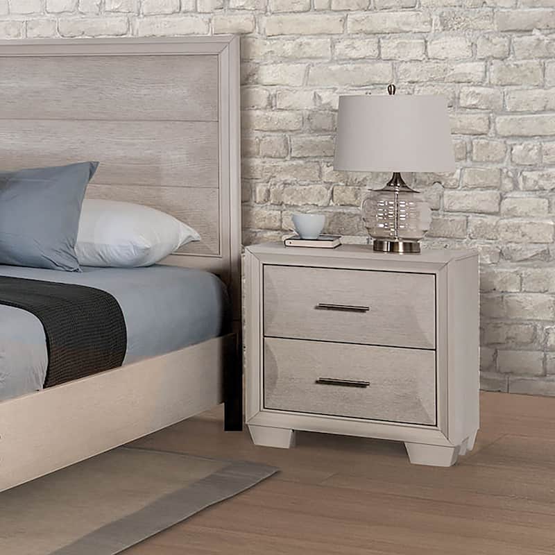 Furniture of America Chase Modern Rounded Wood 2-Drawer Nightstand - White Oak