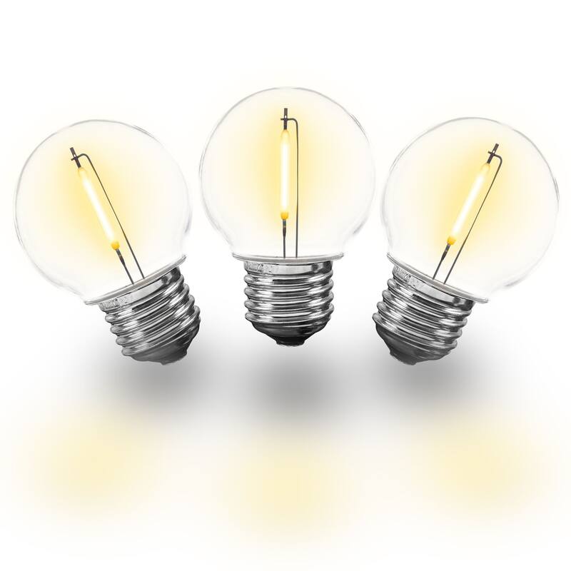 25 Pack LED G50 Plastic Filament Outdoor Globe Replacement Bulbs E26 Base Warm White