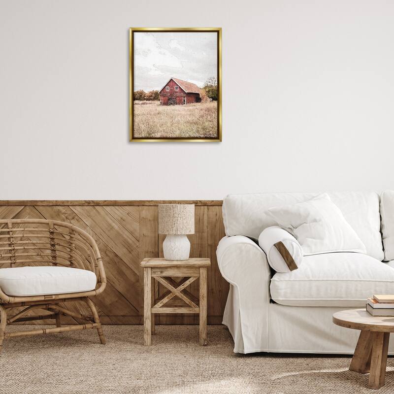 Stupell Red Barn Country Terrain Framed Floater Canvas Wall Art Design By Susan Ball