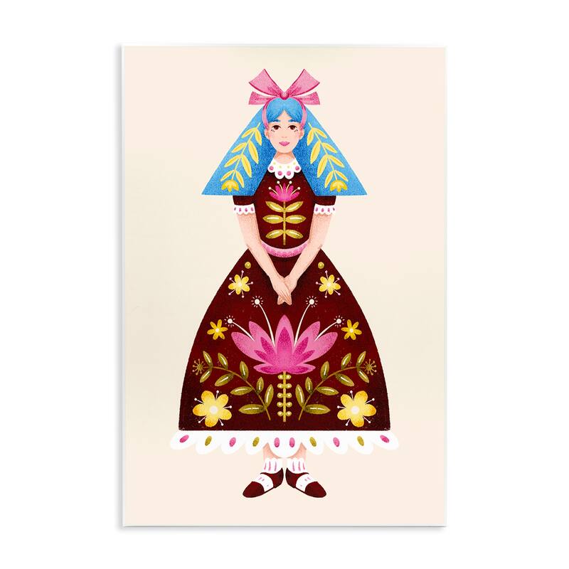 Stupell Blue Haired Folk Girl Wall Plaque Art Design By Hannah Moren - 13 x 19