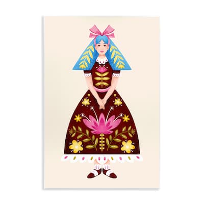 Stupell Blue Haired Folk Girl Wall Plaque Art Design By Hannah Moren