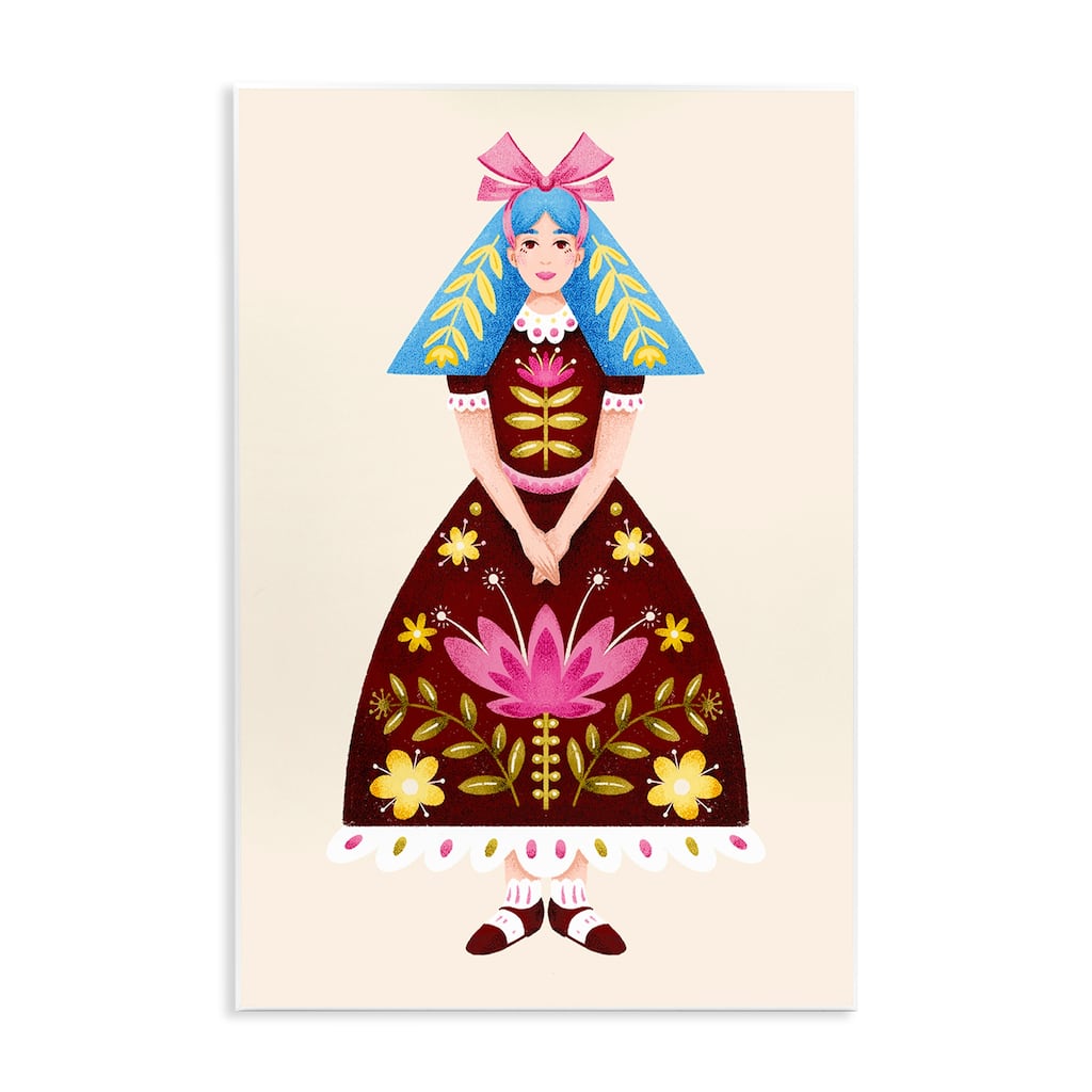 Stupell Blue Haired Folk Girl Wall Plaque Art Design By Hannah Moren