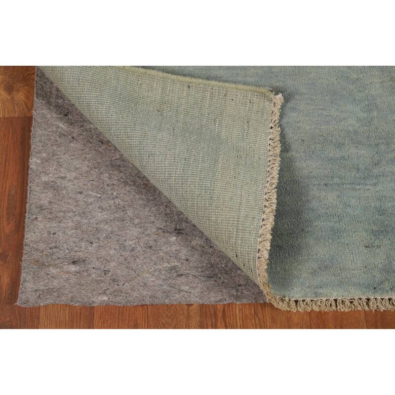 Blue Green Gabbeh Accent Modern Rug Handmade Wool Carpet - 3'11" x 4'7"
