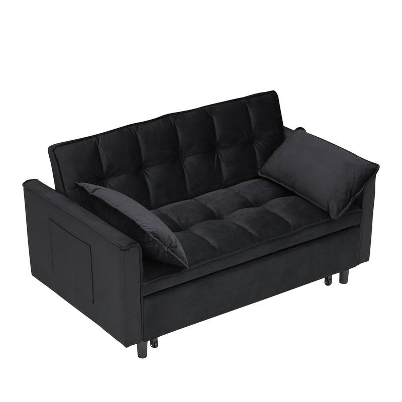 Compact Sofa Bed with Curved Backrest and Metal Legs - Comfortable 2-Person Sleeper Couch