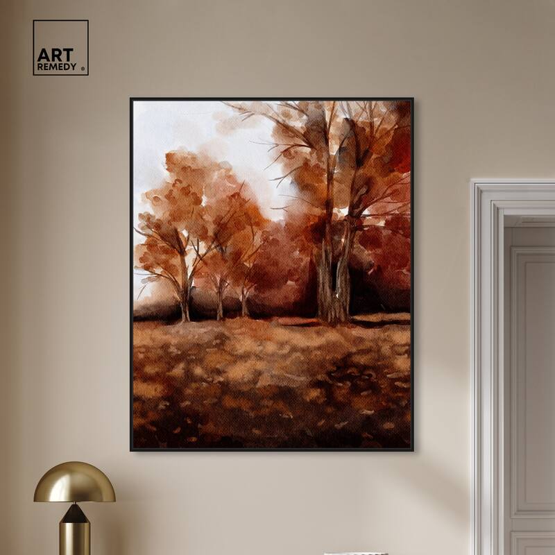 Art Remedy November Landscape Framed Landscape 1 Piece Canvas Wall Art Watercolor Style