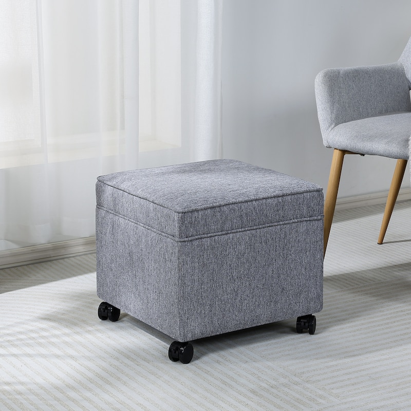 Adeco Square Storage Ottoman 17 inch Footstool