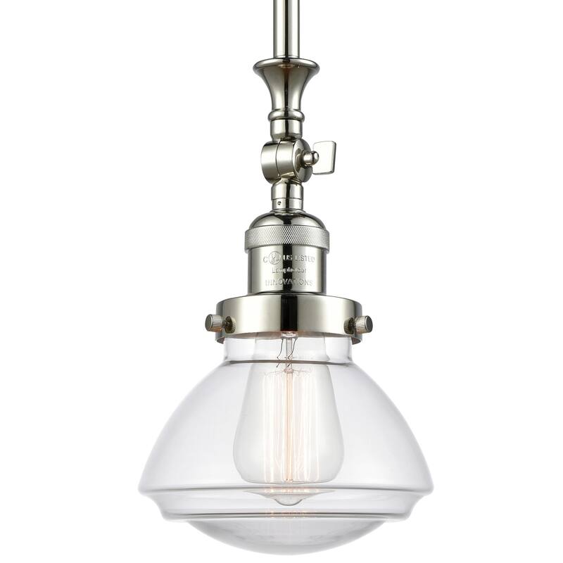 Innovations Lighting Olean 7" Wide Mini Rod Hung Adjustable Pendant - Polished Nickel / Clear