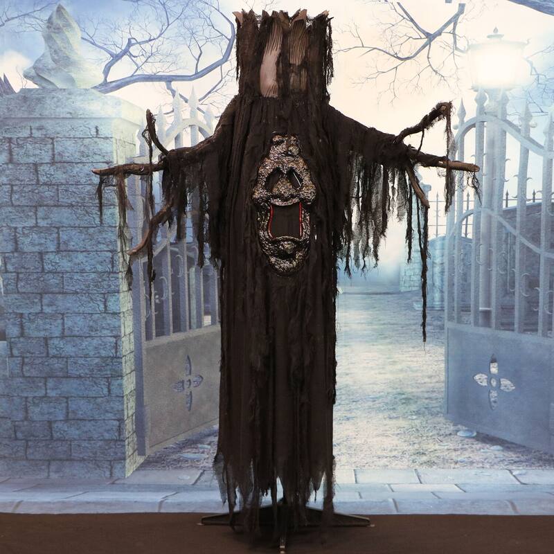Haunted Hill Farm Light-Up Creepy Ghost Tree with White Strobe Effects and Electrical Sounds for Scary Halloween Decoration