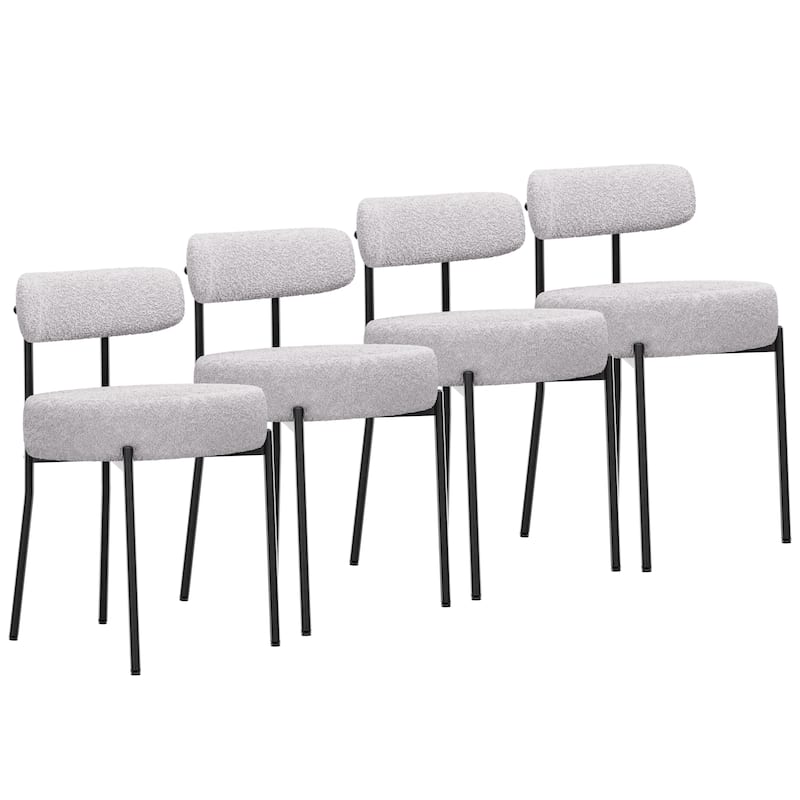 XINMICS Upholstered Boucle Dining Chairs with Black Metal Legs
