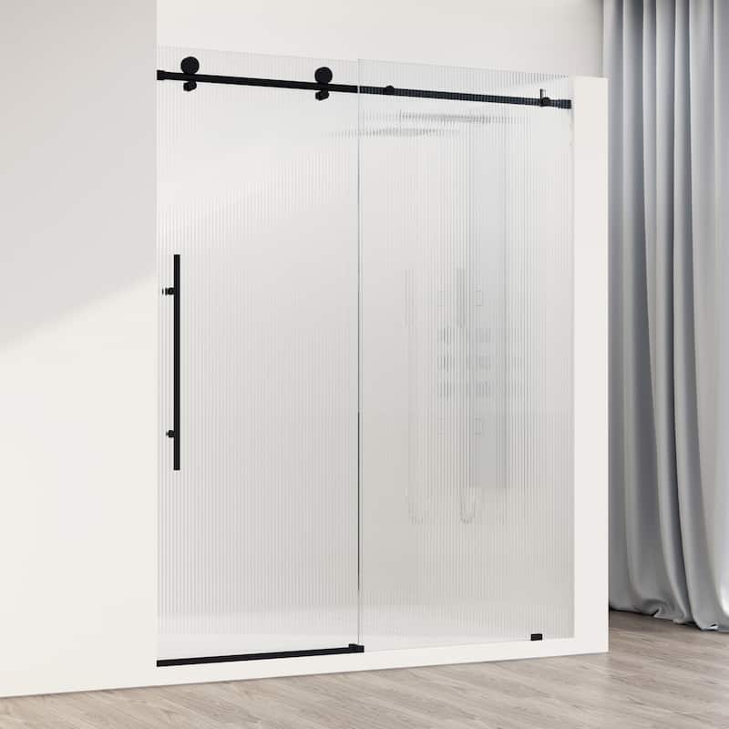 VIGO Elan E-Class 56" to 60" W x 76" H Frameless Sliding Shower Door - Left - Matte Black