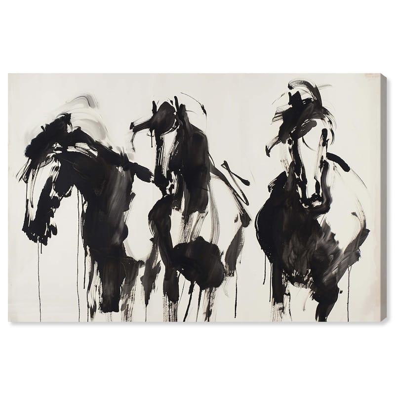 Horses in Ink Canvas by Art Remedy, Gallery Wrapped - 24" x 16"