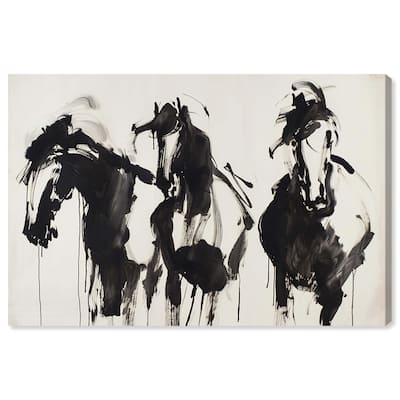Horses in Ink Canvas by Art Remedy, Gallery Wrapped