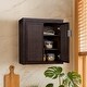preview thumbnail 8 of 44, Teamson Home Hatteras 22 in. W 2-Door Wall Cabinet with Rattan Inlay Doors, Bathroom Wall Storage, Small Bathroom Organizer