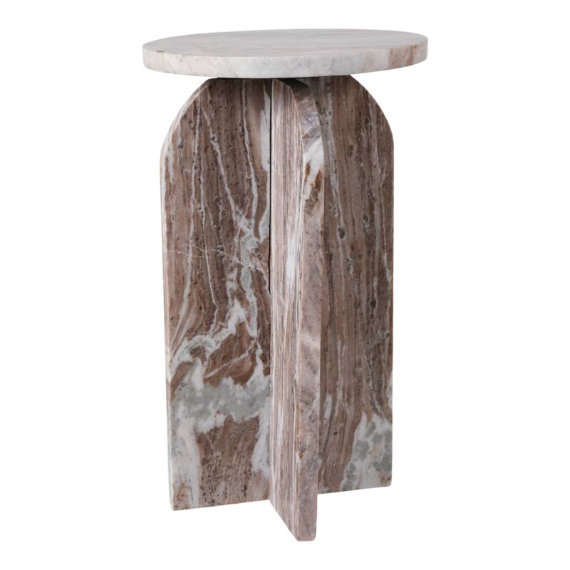Marble Accent Table Modern Sculptural Architectural Split-Base Design