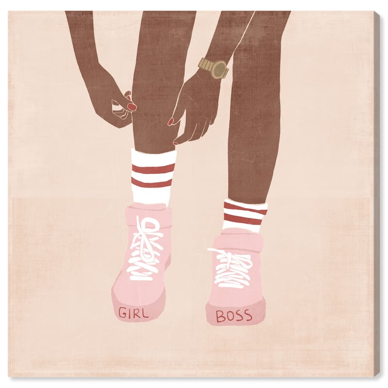 Wynwood Studio Prints Fashion and Glam Girl Boss Ready Pink and Pastel Pink Modern & Contemporary Wall Art Canvas Print
