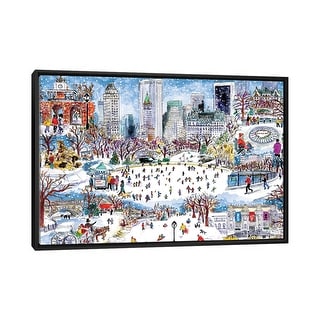 iCanvas quot Snowfall Central Park quot by Michael Storrings Framed Canvas