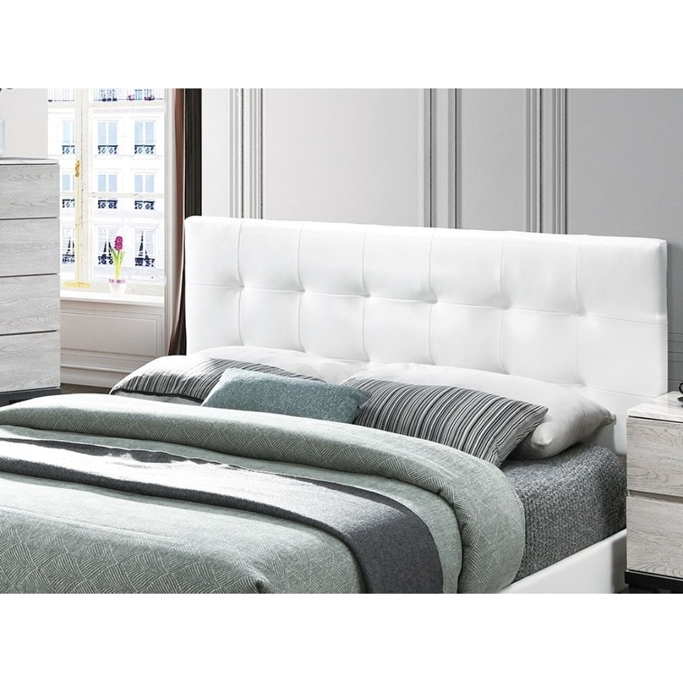 Full Size Bed Faux Leather Headboard Modern Design Middle Support Legs