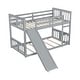 preview thumbnail 20 of 25, Twin Over Twin Bunk Bed Floor Bunk Bed with Slide and Ladder
