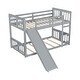 preview thumbnail 6 of 16, Twin Over Twin Bunk Bed with Slide and Ladder, for Kids, Teens, Boys or Girls