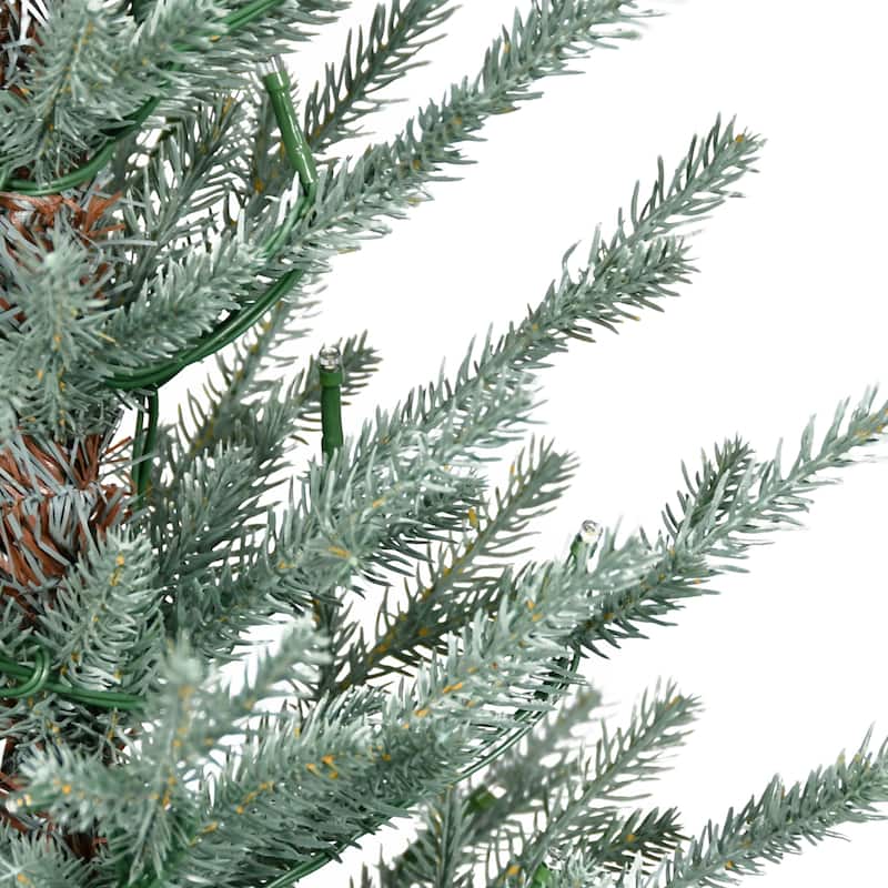Puleo International 2' Pre-Lit Artificial Blue Potted Arctic Fir Tree