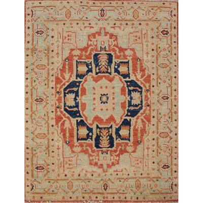 Vegetable Dye Heriz Serapi Rug Hand-Knotted Wool Carpet - 3'0"x 3'10"