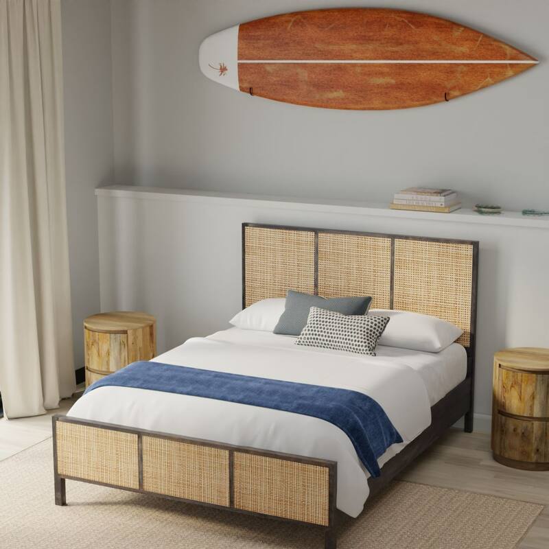 Rustic Style 2-Drawer Round Mango Wood Nightstand - 24"