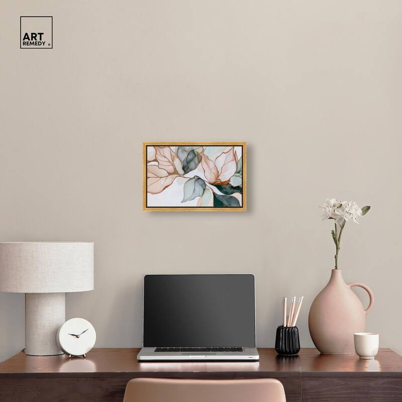 Golden Veined Leaves I Canvas by Art Remedy