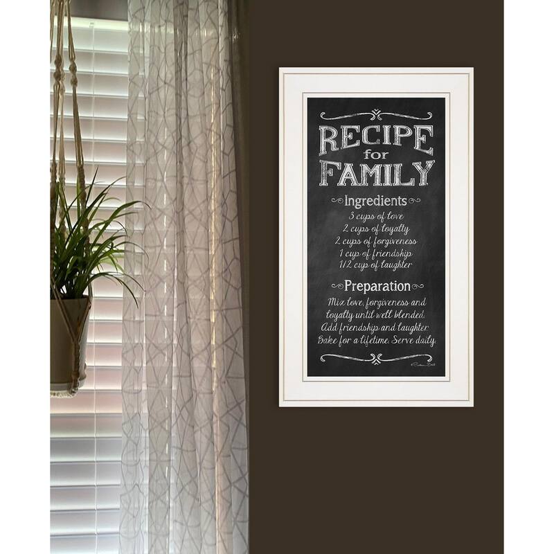 TrendyDecor4U Traditional "Recipe for Family" Framed Print Wall Art by Susan Ball - Black, White