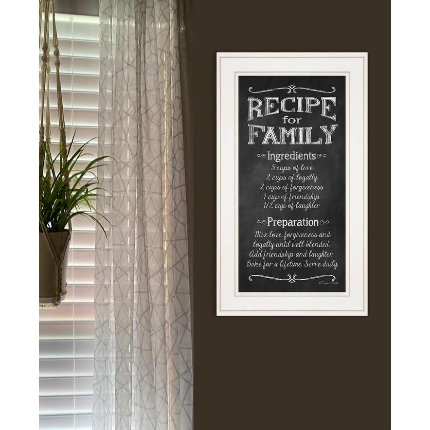 TrendyDecor4U Traditional "Recipe for Family" Framed Print Wall Art by Susan Ball - Black, White