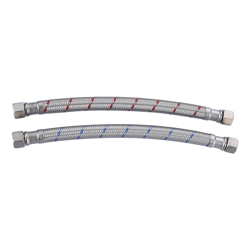 WOWOW 3/8 in. COMP x 3/8 in. COMP Stainless Steel Faucet Supply Lines - Stainless Steel - 12-inch