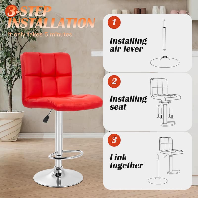 Furniture of America Orson Modern PU Leather Adjustable Height Swivel Bar Stools (Set of 2)