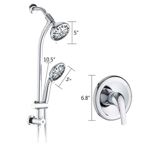 Bathroom Adjustable Height Slide Bar Dual Shower Head with Handheld