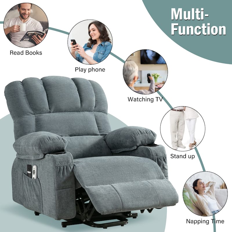 Power Electric Massage Lift Lounge Chair with Heating and Vibration, USB