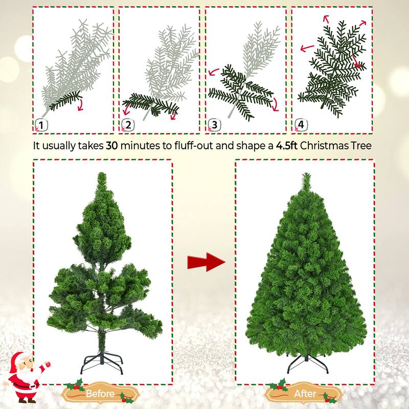 Yaheetech Pre-lit Flocked Artificial Christmas Tree with Foldable Stand