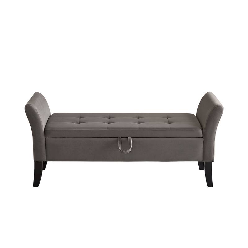 Ramiro Contemporary Velvet Storage Bench by HULALAHOME