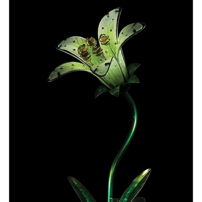 Solar Tiger Lily Stake - White - 9"x7.25"x33"