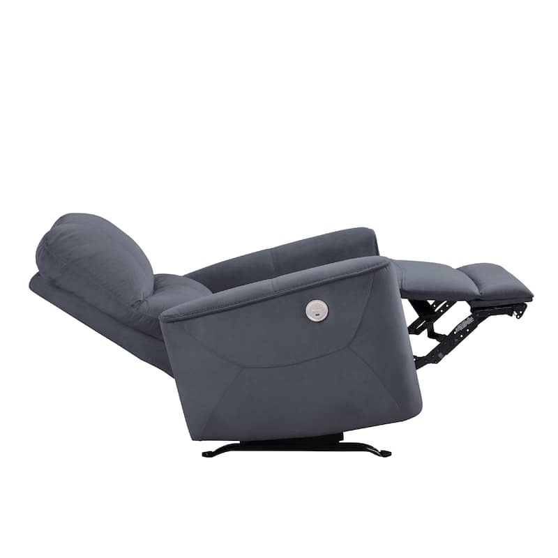 Erten Power Rocker Reclining Chair, Dark Gray Velvet, Solid Wood