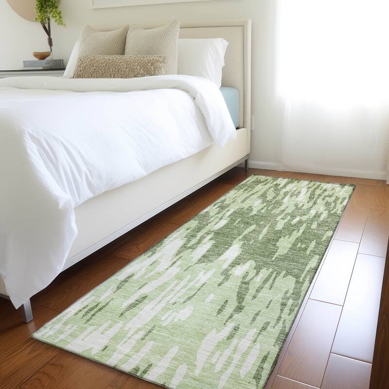 Premium Washable Super Soft Abstract Modern Mayfield Rug - Green - 2'3" x 7'6"