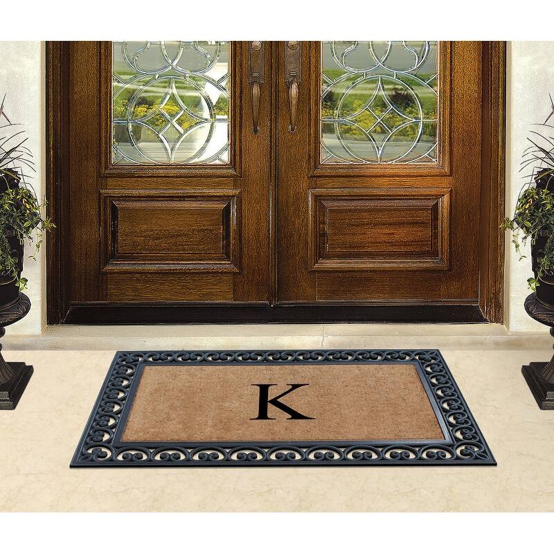A1HC Natural Rubber and Coir Monogrammed Front Porch Entry Doormat 30"X48"