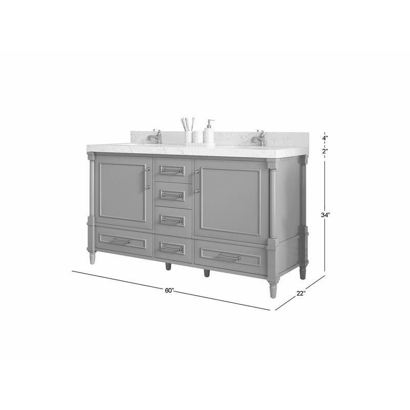 Willow Collections 60 in. W x 22 in. D Aberdeen Double Sink Bathroom Vanity with Countertop