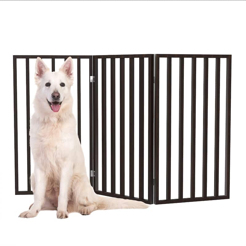 3-Panel Tall Modern Indoor Foldable Dog Gate - 54x32-Inch Wood Freestanding Pet Fence