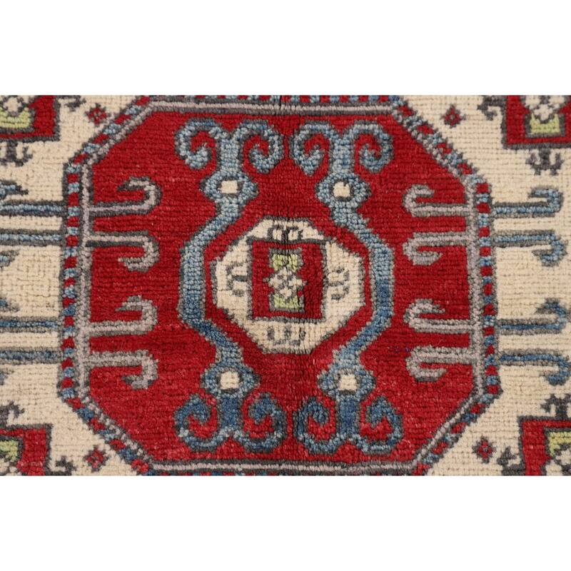 Kazak Oriental Area Rug Handmade Blue Traditional Wool Carpet - 3'11" x 5'11"