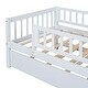 preview thumbnail 34 of 46, Wooden Daybed, Twin Sofa Bed with Trundle and Fence Guardrails for Kids Teens Adults, Wood Slat Support, No Box Spring Needed