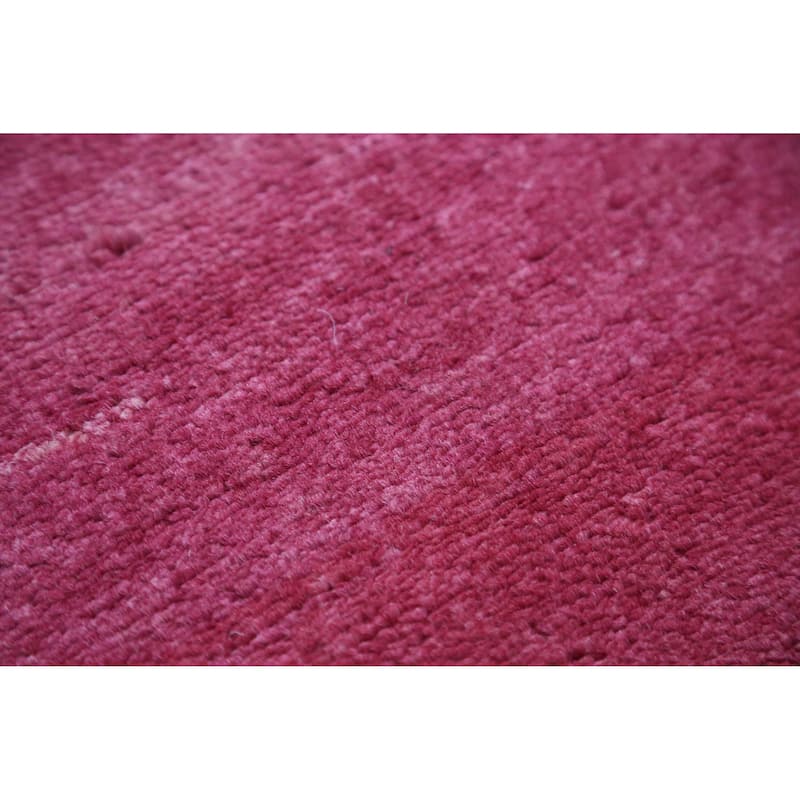 Hand Knotted Oriental 100% Wool Carpet Modern Solid Pink Gabbeh Area Rug - 9' 2'' X 6' 1''