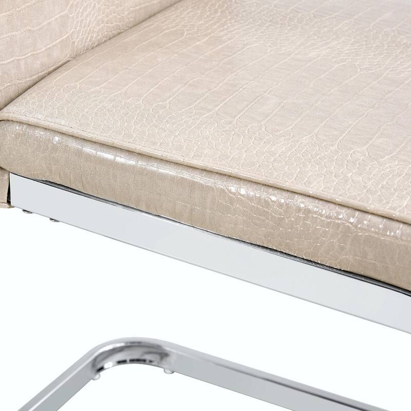 Set of 2 Retro Alligator Skin Upholstered Dining Chairs with Crystal Buckle Design & Faux Leather