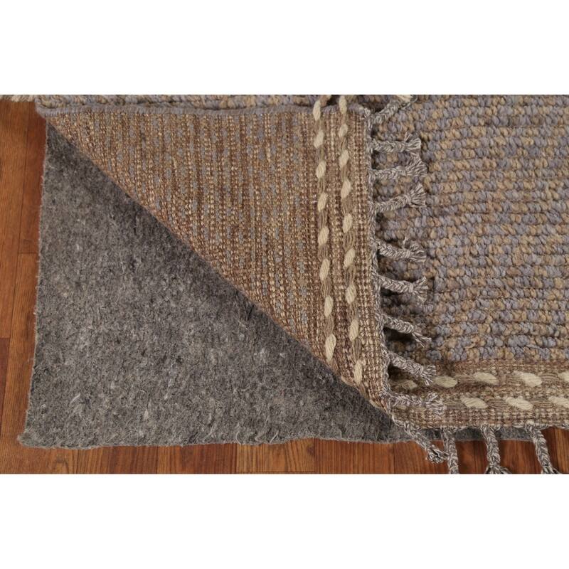 All-Over Striped Moroccan Modern Area Rug Handmade Wool Carpet - 6'8"x 11'3"