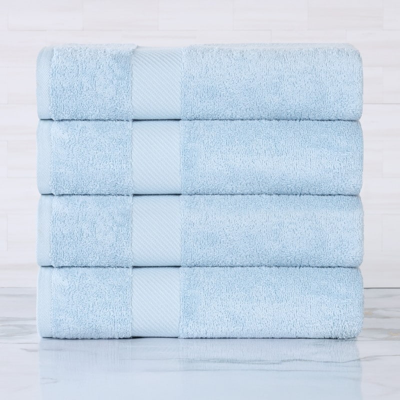 Superior Luxury Solid Highly Absorbent Egyptian Cotton Bath Towel - (Set of 4) - Winter Blue
