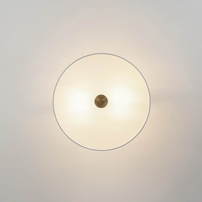 Contemporary 2-Light White Linen Drum Semi Flush Light 15in Wide